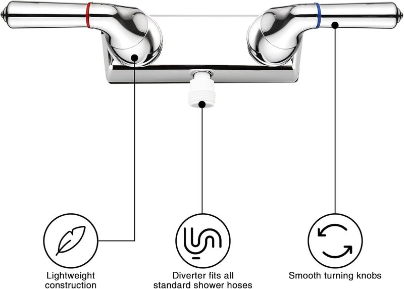 LavishStream RV Shower Faucet - 4" Dual Lever Shower Valve Diverter with Hot/Cold Control, Leak-Proof and Rust-Proof ABS Construction for RV/Camper/Motorhome Bathroom (Indoor/Outdoor Use) Chrome - Image 3